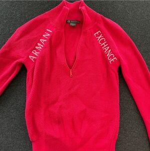 Armani Exchange 3/4 Zip Red Sweater NWOT Size L
